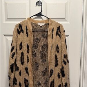 Knox Rose Beige and Black Animal Print Cardigan